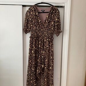 Express leopard print dress with gold